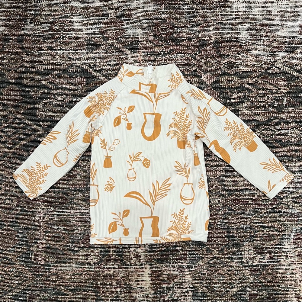Zulu & Zephyr Floral Print Rash guard Swim Top size 4